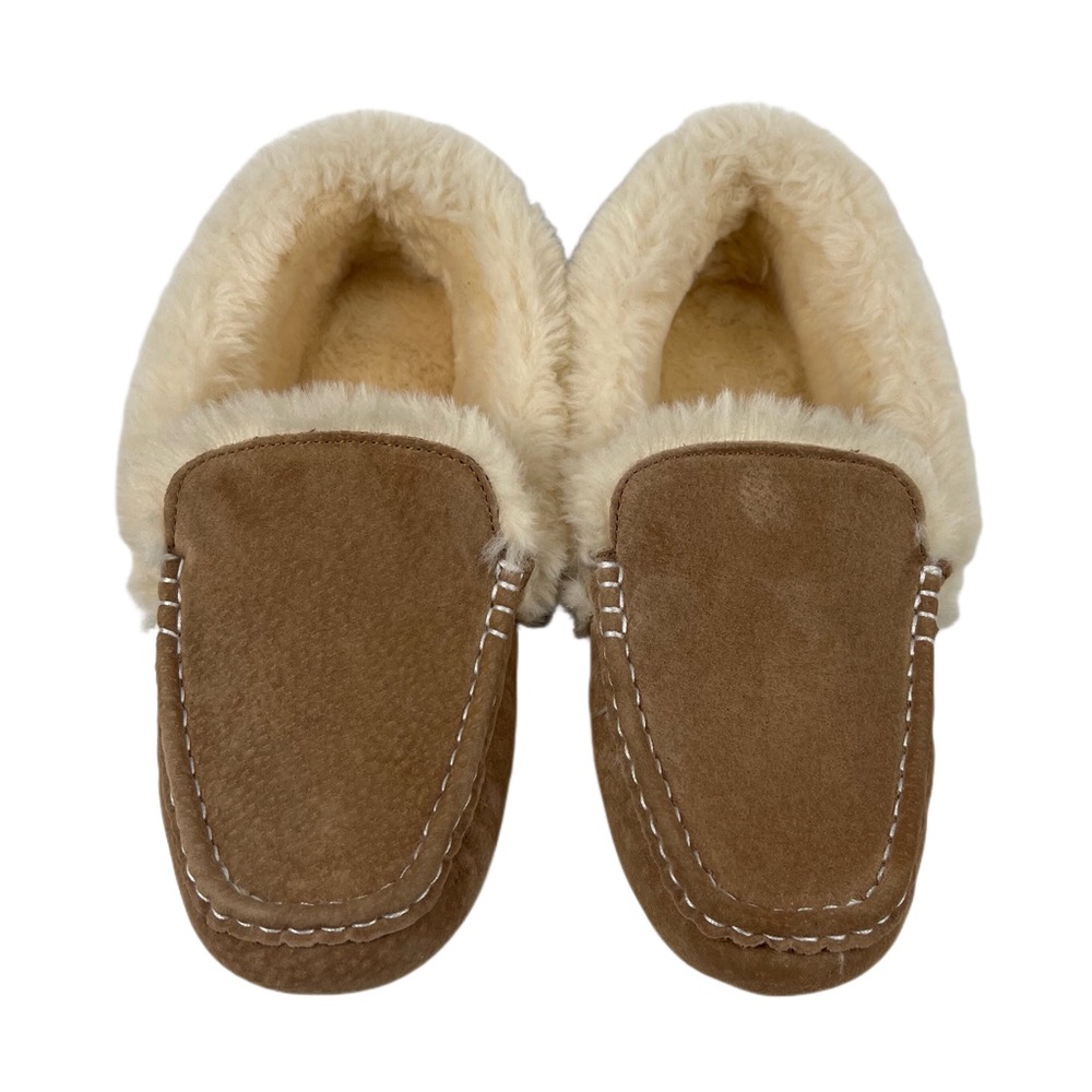 Lamo Womens Tan Suede Faux Shearling Lined Moccasin Slipper Size 10 - Picture 2 of 7